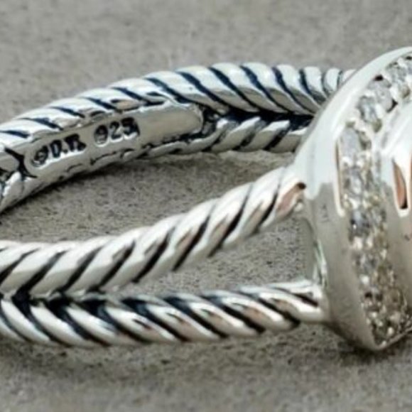 David Yurman Petit Albion Morganite w/ Diamonds Ring 5.5 - Picture 4 of 4